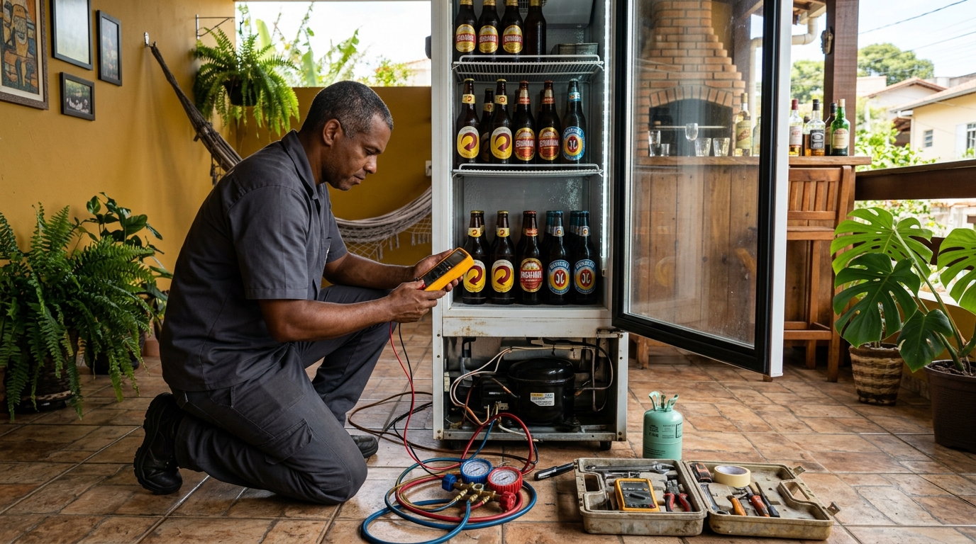 Manutenção da placa eletrônica de cervejeira em Americana‑SP